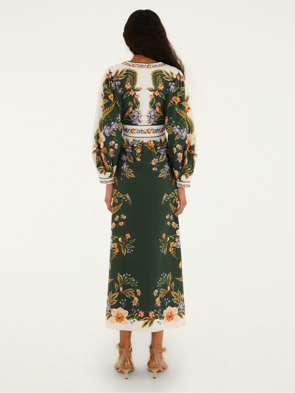 NWT Farm Rio Green Floral Nature V Neck Buttoned Maxi Dress - Picture 3 of 11